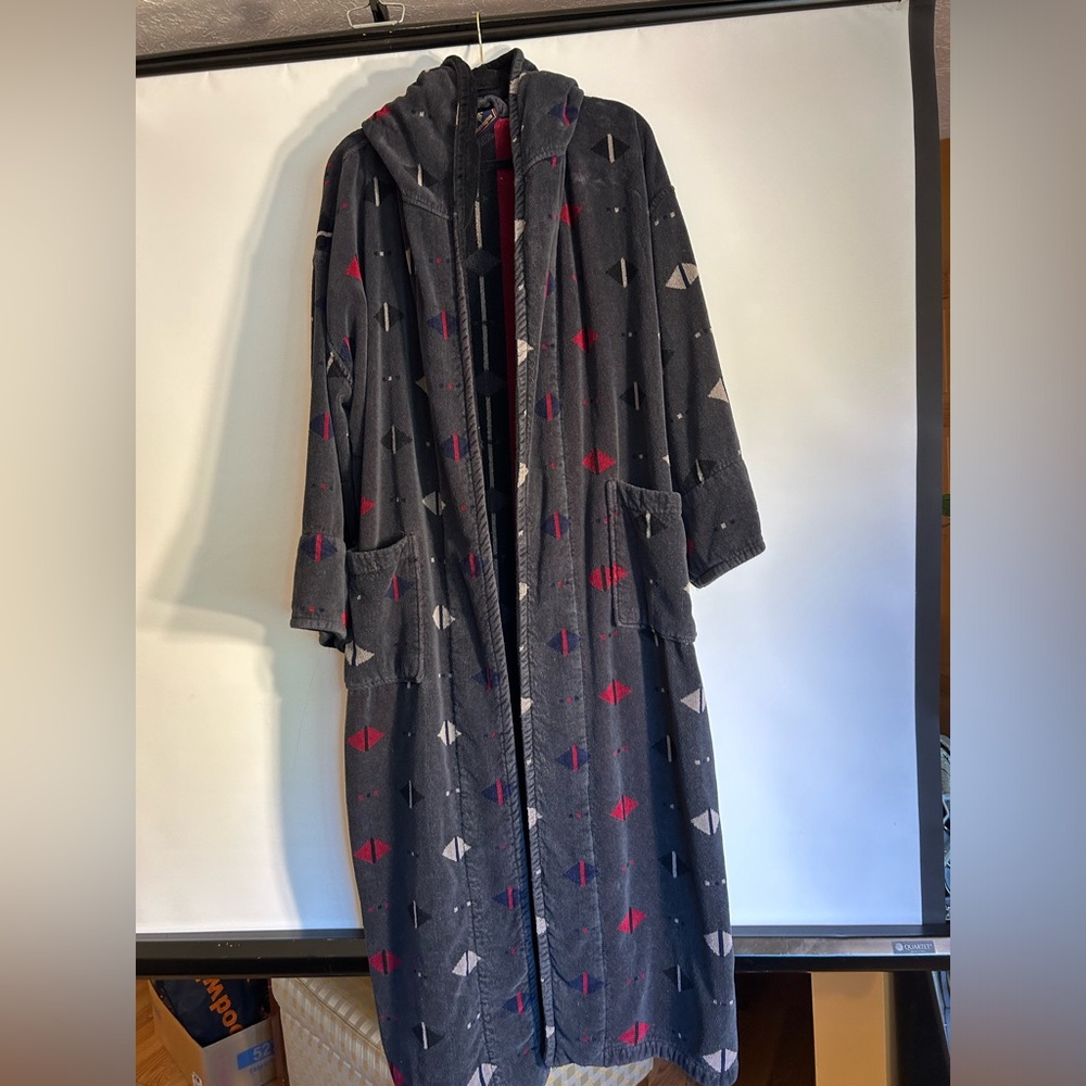 BARRINGTON VINTAGE 100% COTTON MADE IN TURKEY MENS MULTI COLOR HOODIE ROBE O/S